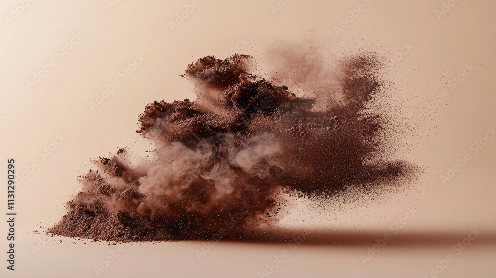 Poster a cloud of rich mocha mousse bursts into the air, showcasing delicate cocoa hues against a soft back