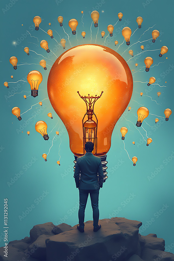Poster business solution planning involves creative thinking with inspirational concepts that can spark new