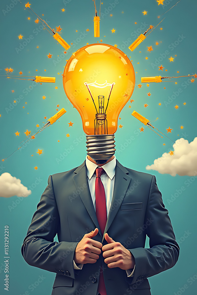 Poster business solution planning involves creative thinking with inspirational concepts that can spark new