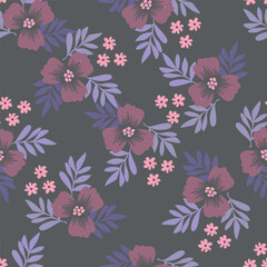 Obraz premium Seamless floral pattern, liberty ditsy print, vintage ornament with plant drawing. Elegant botanical design: hand drawn small flowers, tiny leaves, bouquets on a light background.
