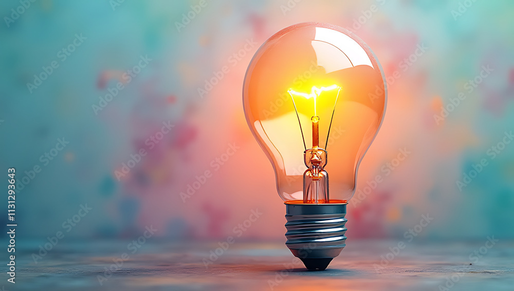 Aufkleber bright ideas for creative concepts emerge from a colorful lightbulb amidst a soft pastel colored bac