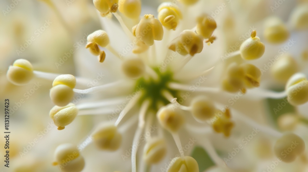 Poster Beautiful macro shot showcasing intricate details of a flower with captivating leading lines and soft focus background.