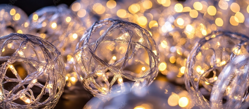 Poster elegant christmas decorations with glowing lights and soft bokeh creating a warm festive ambiance fo