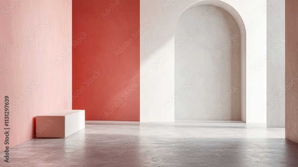 Poster modern minimalist interior design with soft colors and spacious layout ideal for creative space or t