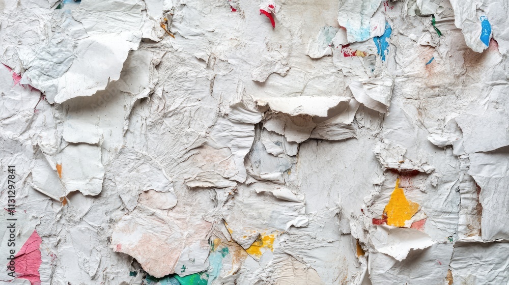 Poster textured surface of recycled paper with colorful fragments ideal for creative and eco-friendly desig