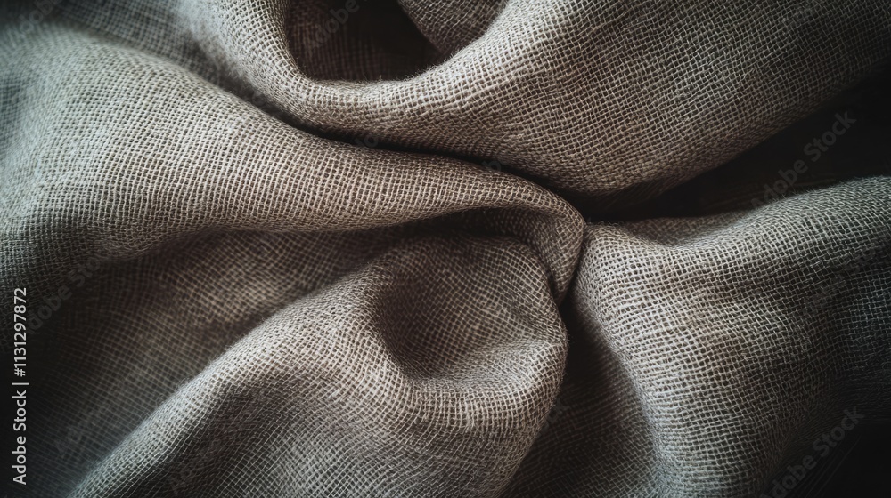 Poster rustic grey brown flax linen fabric texture featuring intricate weaving and subtle vignette ideal fo