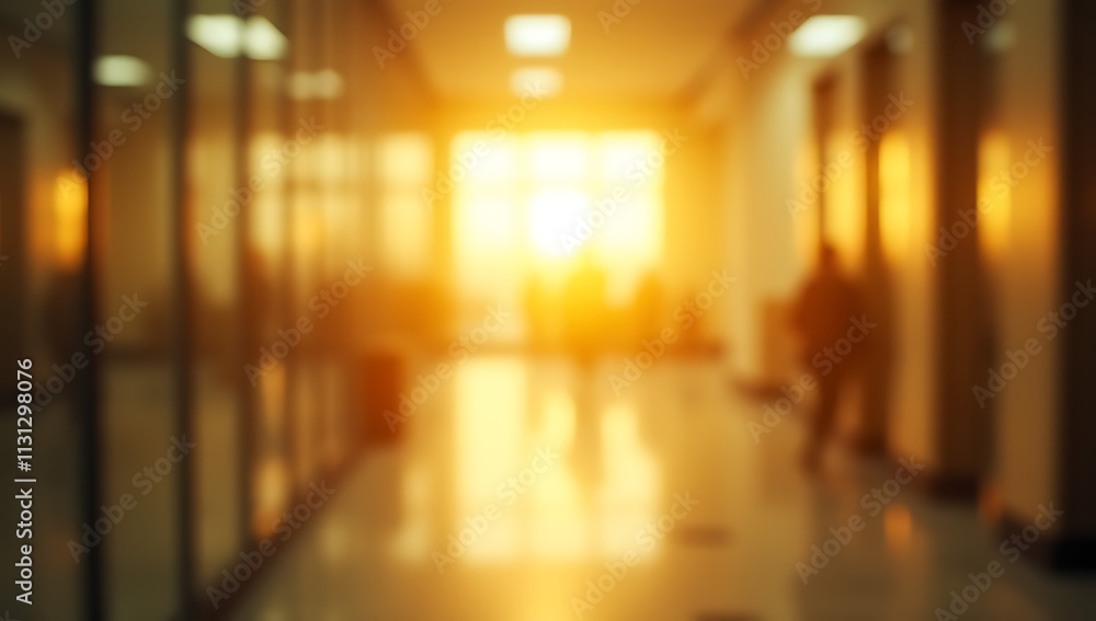Aufkleber Abstract gold light filters through a blurred glass wall that separates two contrasting spaces within the same building room._00004_