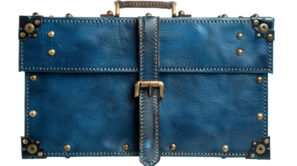Blue Leather Case With Brass Rivets or transparent background.png