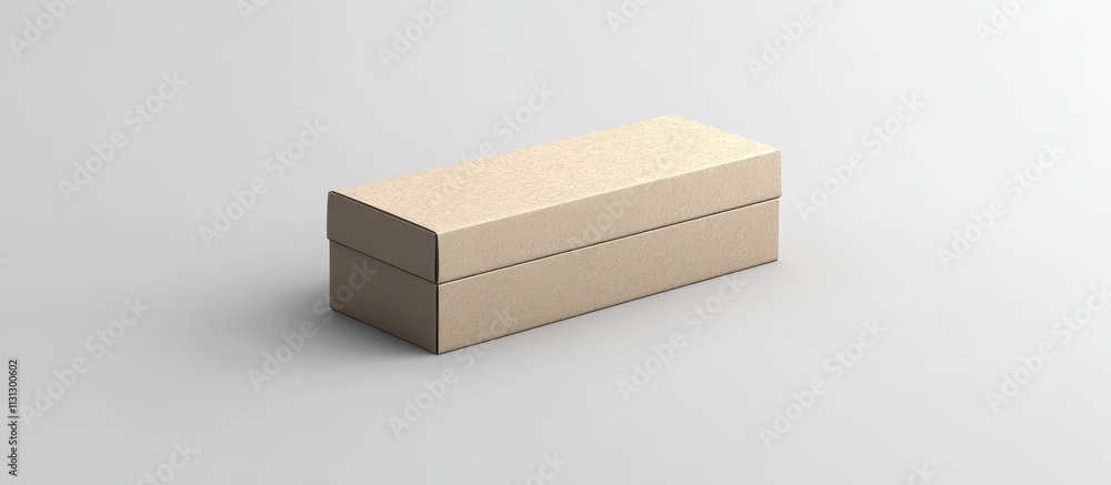 Poster Empty rectangular carton box on a neutral background designed for storage packaging or product presentation in minimalistic style