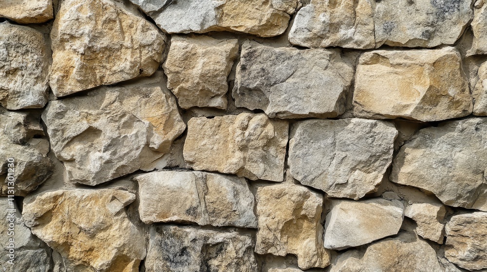 Aufkleber Natural stone wall texture with variations in color and shape for architectural and design applications