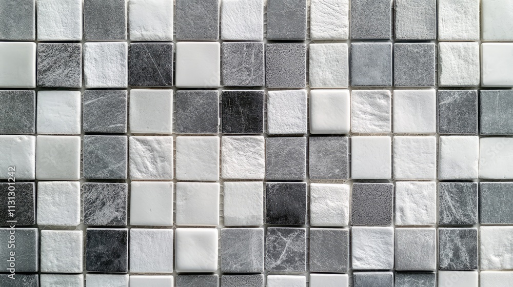 Poster elegant gray and white mosaic tile pattern for modern interior design featuring a sophisticated arra