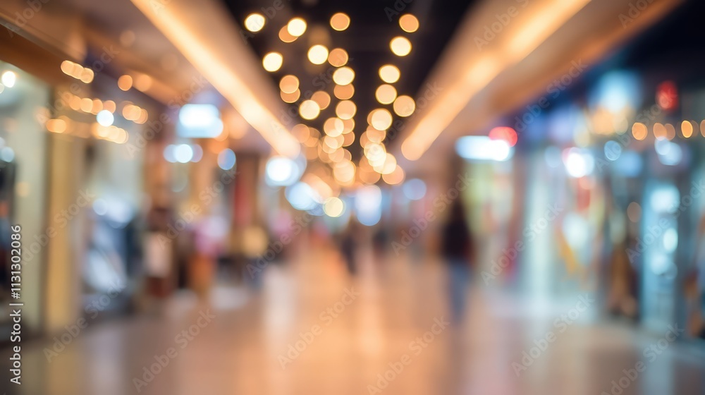 Poster Blurred illuminated background with bokeh effects ideal for commercial design or festive themes in shopping and social environments