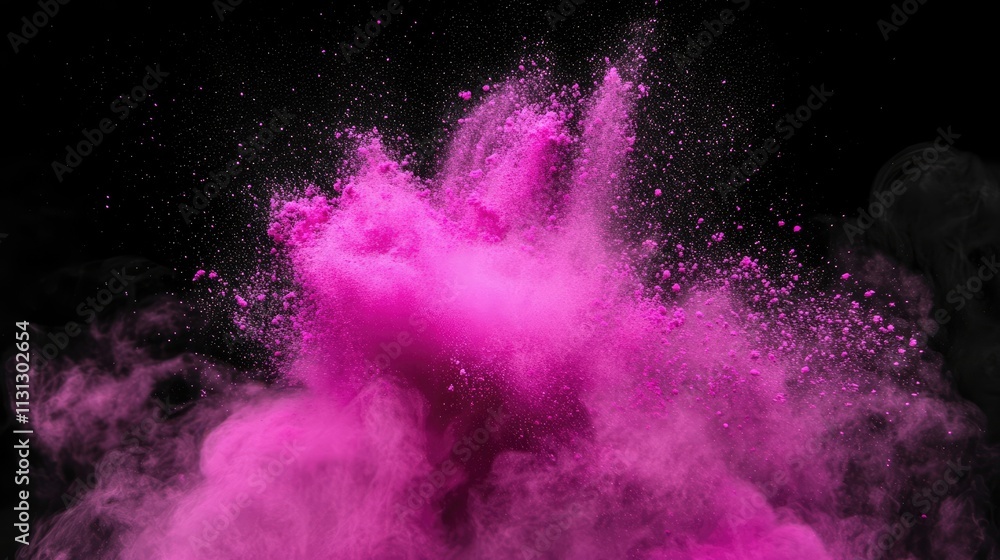 Aufkleber vibrant pink powder explosion creating dynamic motion against a dark background showcasing artistic 