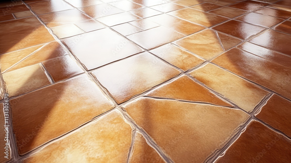 Poster Modern floor tiles installation with intricate patterns showcasing craftsmanship and attention to detail in interior design.