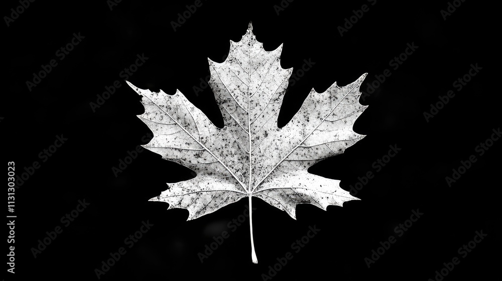 Poster blurred leaf on a black and white background showcasing intricate details and textures for artistic 