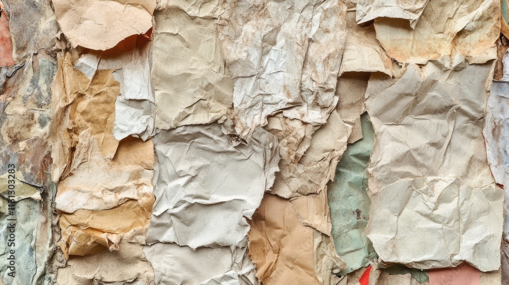 Aufkleber textured background of crumpled natural recycled paper in earthy tones for sustainable design and ec