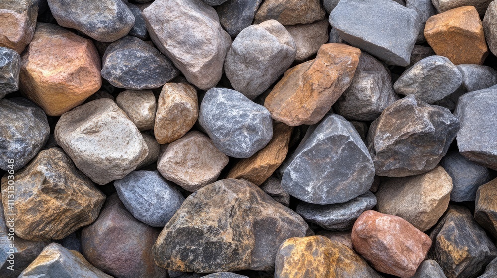 Poster Natural textured stones in various colors and shapes suitable for backgrounds and design projects