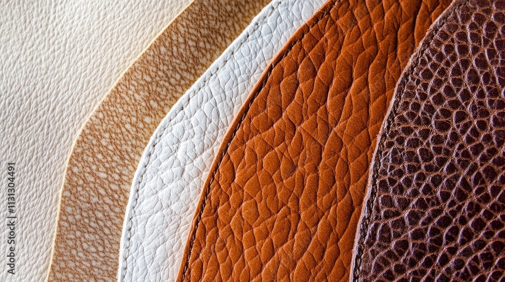 Poster natural textured brown leather close up showcasing various shades and grain patterns for design and 