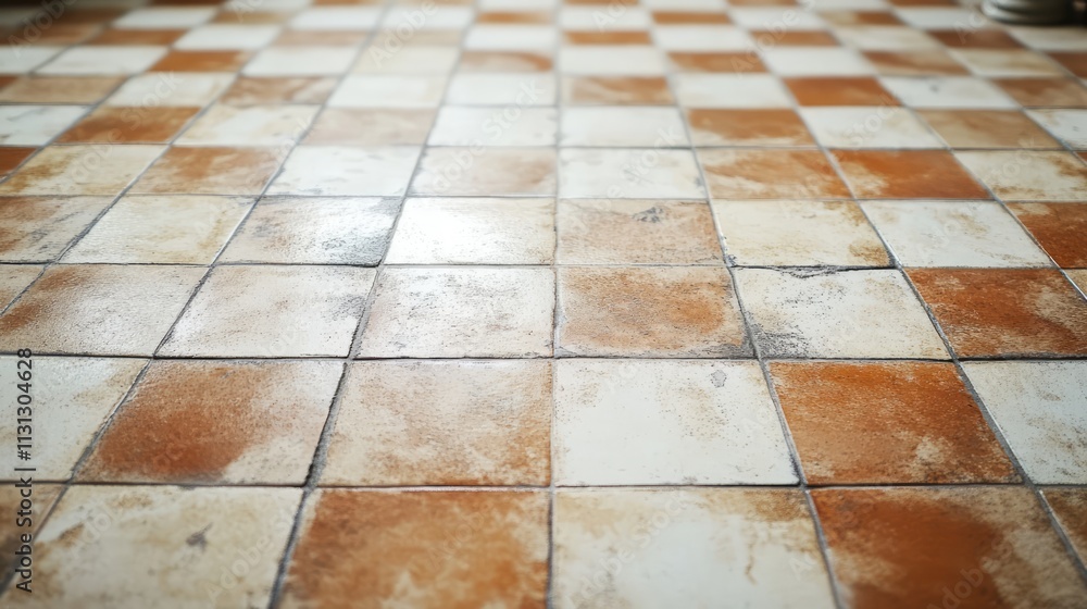 Aufkleber floor renovation process laying ceramic tiles over existing tiles with adhesive in a checkerboard pa