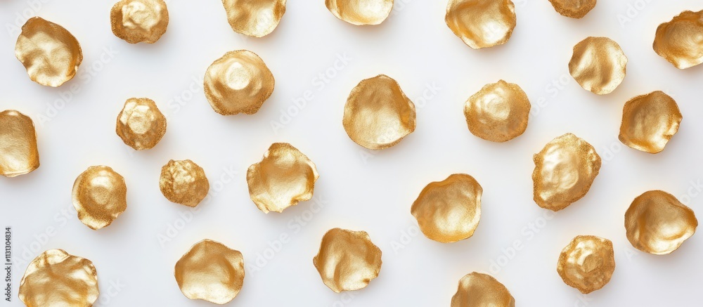 Poster elegant gold foil decorations on a white background creating a festive frame perfect for holiday pos