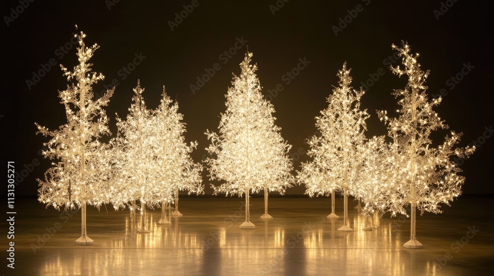 Poster magical illuminated holiday trees creating a warm and festive atmosphere for celebrations and winter