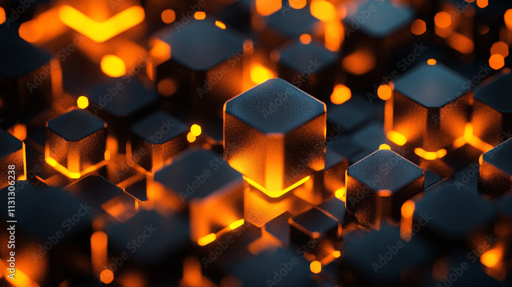 Aufkleber ai generate abstract energy cubes digital space graphic art futuristic environment close-up conceptu