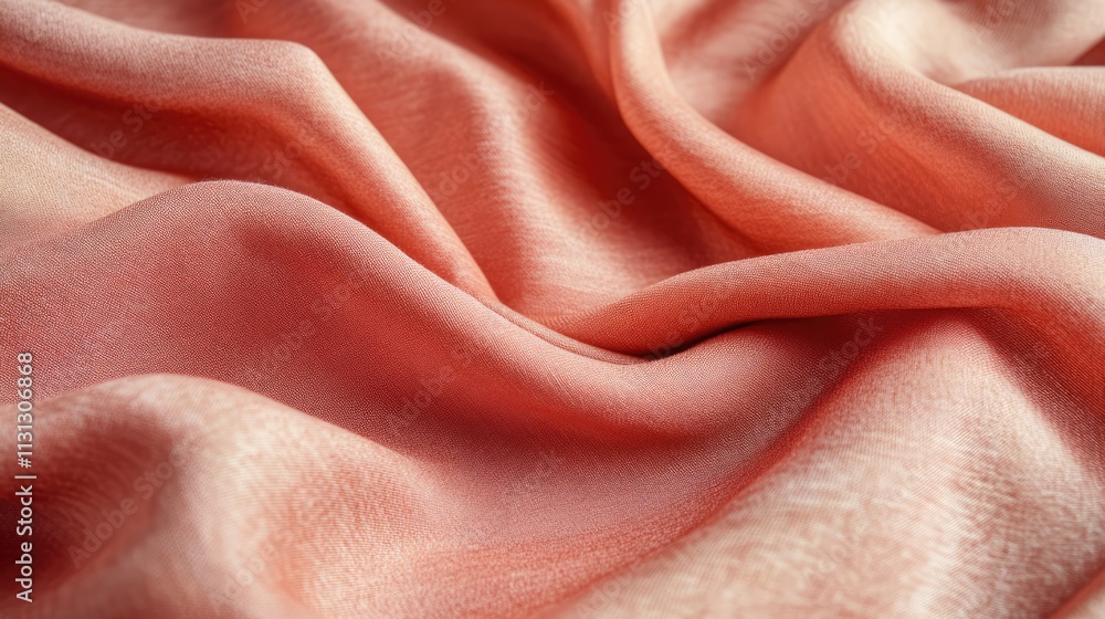 Poster textured close-up of soft red lining satin fabric showcasing delicate waves and sheen ideal for back
