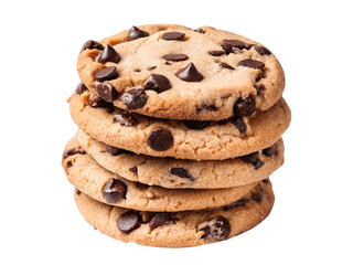 Chocolate chip cookies isolated on white background.