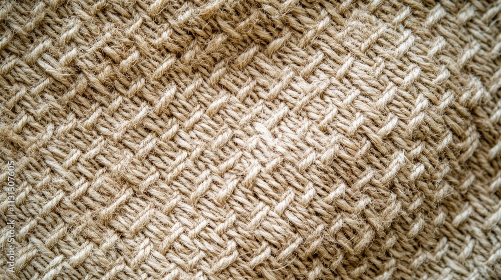 Poster woven beige fabric texture with intricate patterns for background design and textile projects