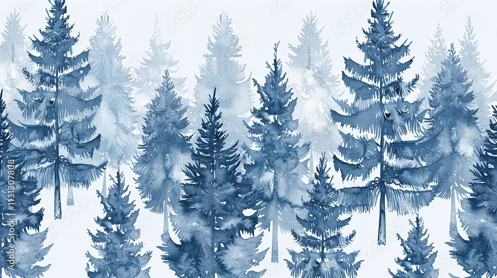 Poster for festivities décor and a festive atmosphere, deploy a seamless pattern of hand-drawn line pine tr