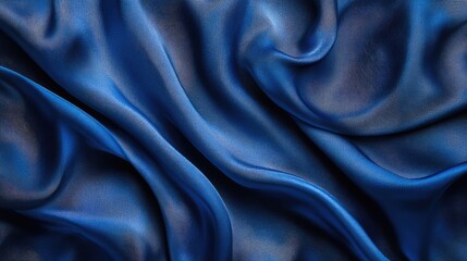 Fototapeta premium Satin blue fabric texture background with smooth waves and luxurious sheen for design and textile applications