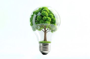 Innovative design showcasing a tree growing inside a light bulb emphasizing sustainability and environmental awareness