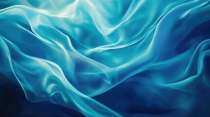 Obraz premium Blue Satin Fabric Texture in Abstract Wave Design Ideal for Photographic Backgrounds and Textiles