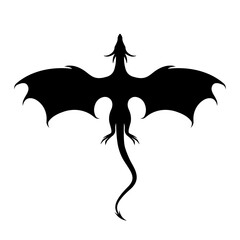 Silhouette of a black flying dragon