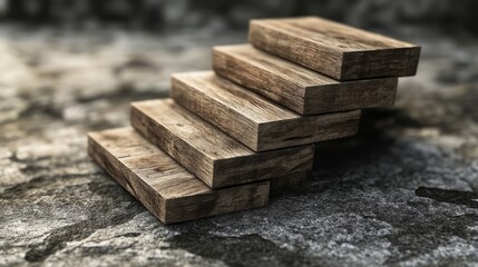 Wooden block stairs symbolizing growth in long term savings and business progress with a focus on achieving higher returns and stability.