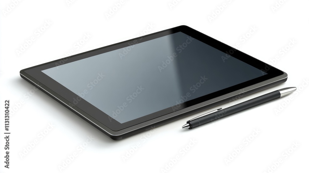 Aufkleber digital tablet pc with smart pen on empty blank screen ideal for business presentations and digital 