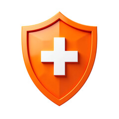 Obraz premium Premium healthcare protection shield icon with white cross for medical security and safety concept, ideal for healthcare marketing campaigns, website hero image