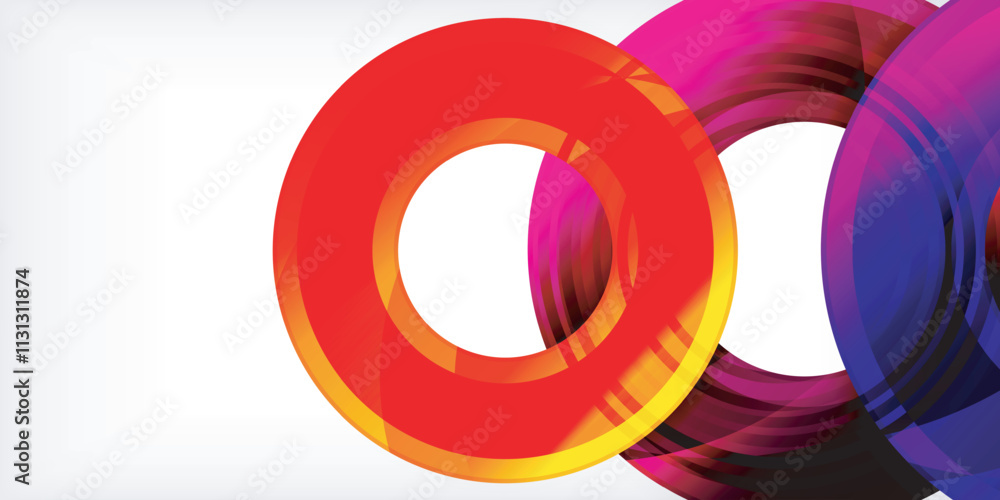 Aufkleber bright colorful circles with light effects. abstract background