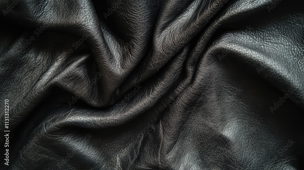 Aufkleber luxurious close-up of rich black leather texture highlighting natural grain and intricate folds for 