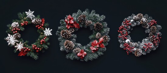 Christmas Wreaths with Pine Cones Beads and Snowflakes Festive Holiday Decor for Home Wall Decoration Gift for Family and Friends