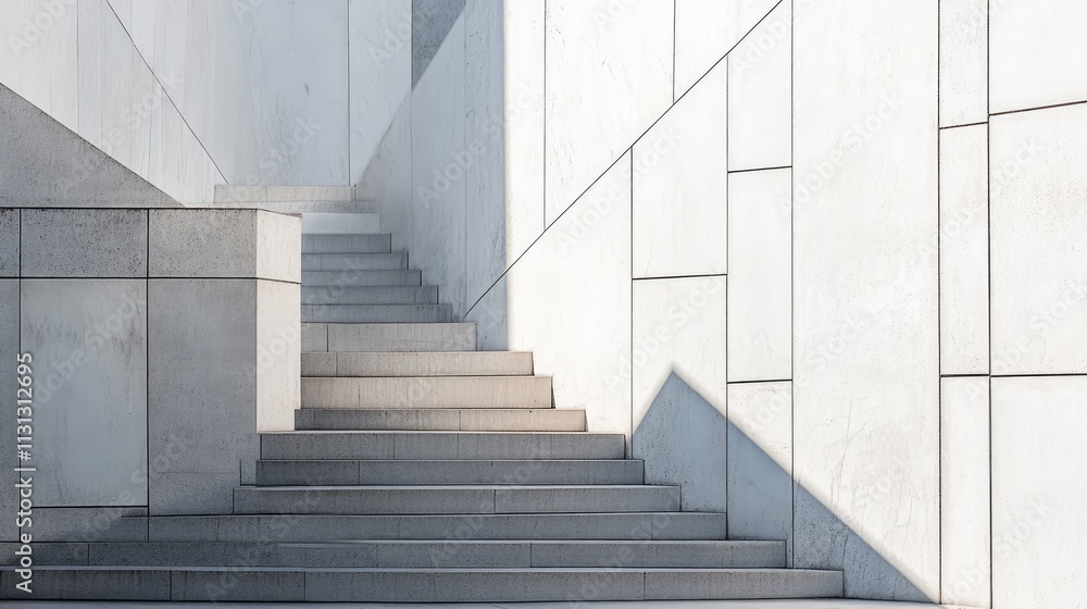 Fototapete abstract architectural composition featuring geometric lines and stairs illuminated by natural light