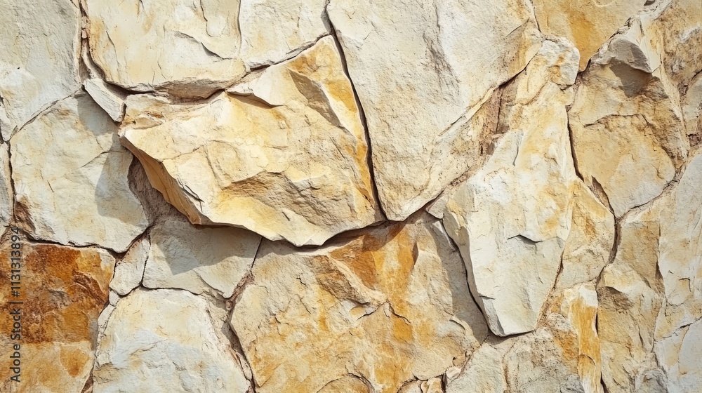 Aufkleber Textured Natural Rough Stone Wall with Unique Irregular Patterns and Earthy Tones Ideal for Background or Architectural Designs