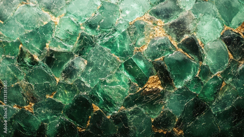 Poster emerald green water droplets on textured glass surface creating a captivating abstract background de