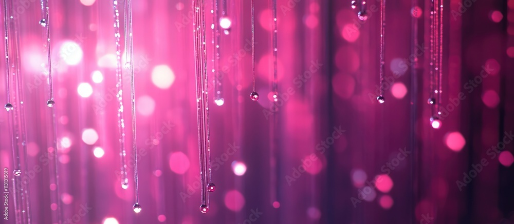 Poster defocused hanging string lights creating a dreamy bokeh effect with vibrant colors at a festive even