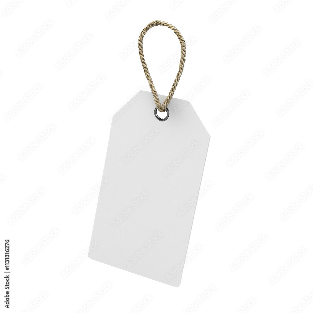 Poster 3d rendered white blank price tag icon on transparent background