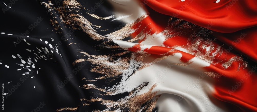 Poster elegant textile design with contrasting sharp lines and vibrant fireworks backdrop showcasing sophis