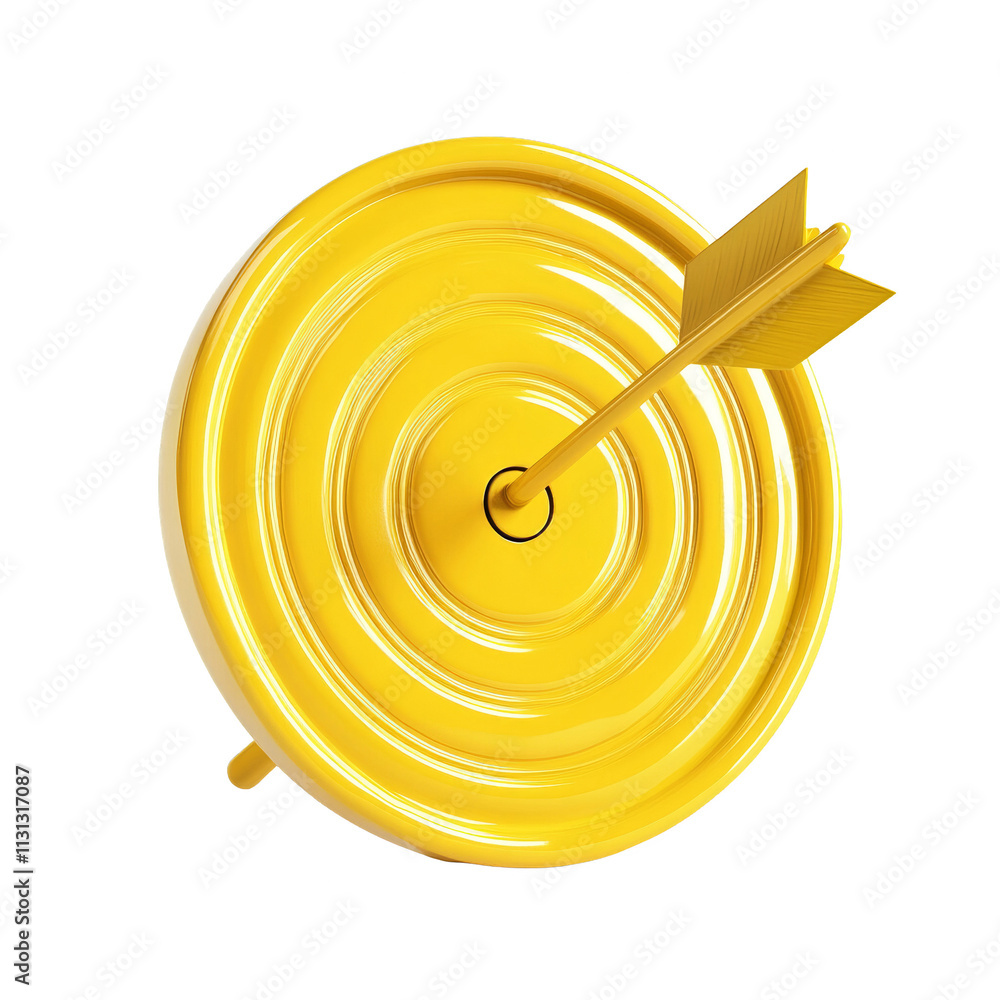 Aufkleber 3D Rendered Yellow Target with Arrow Icon on transparent Background