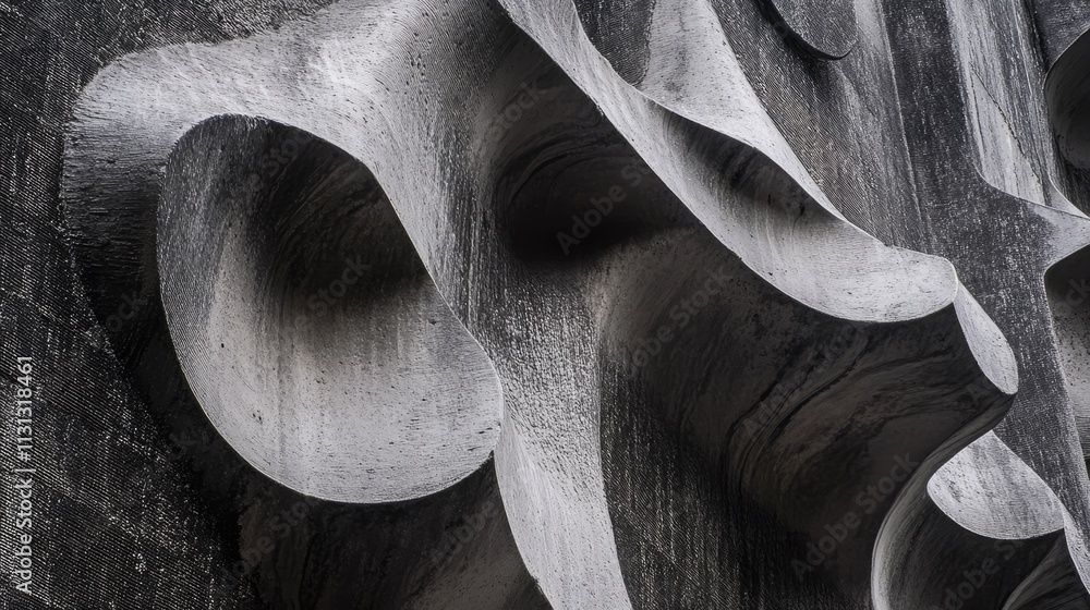 Poster abstract architectural detail showcasing intricate textures and patterns on a weathered concrete fac