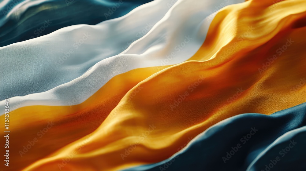 Poster waving textile flag fabric background with vibrant colors creating a dynamic and elegant wallpaper e