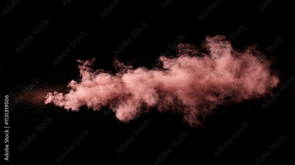 Poster colorful powder explosion in freeze motion creating a dynamic cloud effect isolated on black backgro